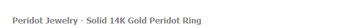 Peridot Jewelry - Solid 14K Gold Peridot Ring